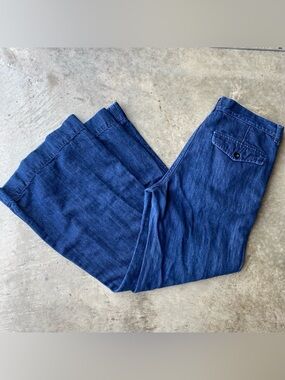 VTG Rugby RL wide leg denim / linen jeans pants Ralph Lauren 31